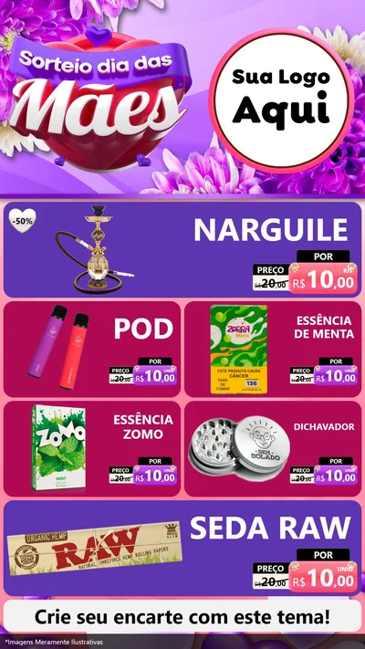Modelo de TV para TV Vertical com o tema Sorteio Dia das Mães para Tabacaria