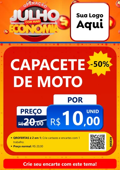 Modelo de Cartaz para Cartaz A4 Vertical com o tema Operação Julho Com Mais Economia para Moto peças