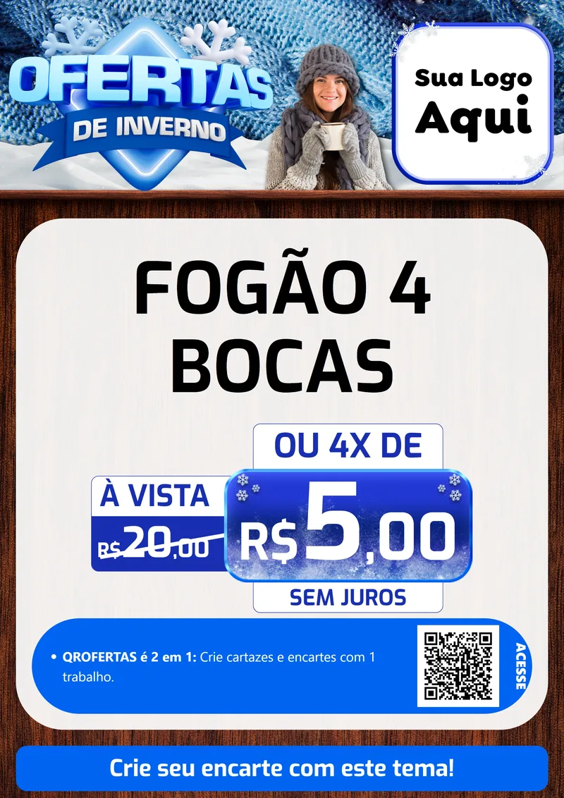Modelo de Cartaz para Cartaz A4 Vertical com o tema Ofertas de Inverno para Móveis e Eletro