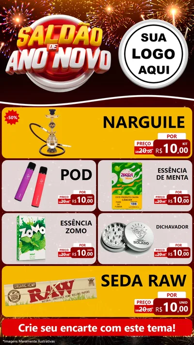 Modelo de TV para TV Vertical com o tema Saldão de Ano Novo para Tabacaria