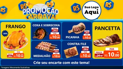 Modelo de TV para TV Horizontal com o tema Promoção de Carnaval para Assados
