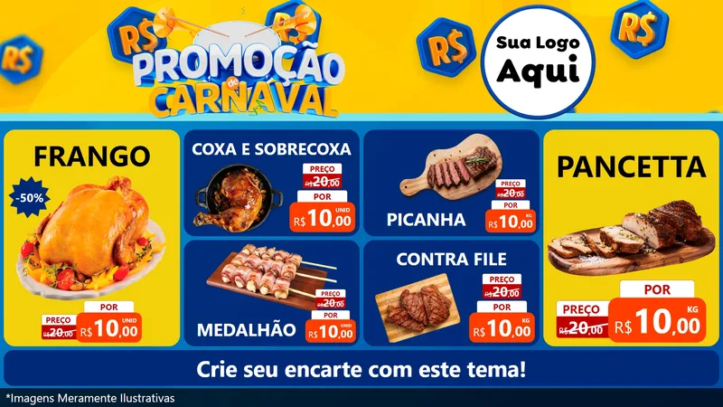 Modelo de TV para TV Horizontal com o tema Promoção de Carnaval para Assados