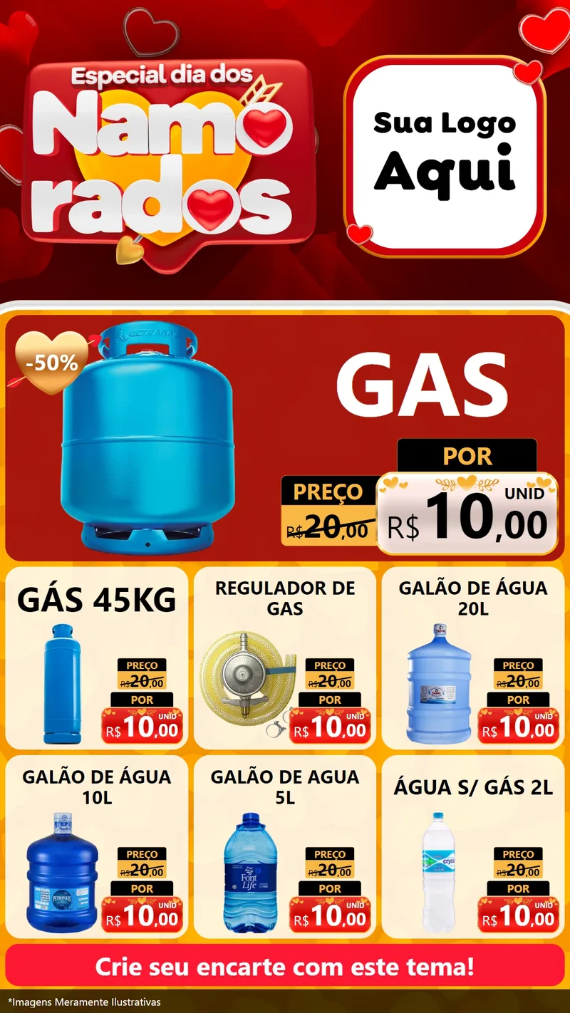 Modelo de Rede Social para Stories com o tema Especial Dia dos Namorados para Água e gás