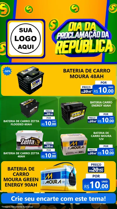Modelo de TV para TV Vertical com o tema Dia Da Proclamação da República para Baterias Elétricas