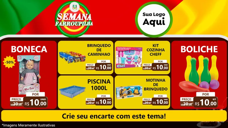 Modelo de TV para TV Horizontal com o tema Semana Farroupilha para Brinquedos