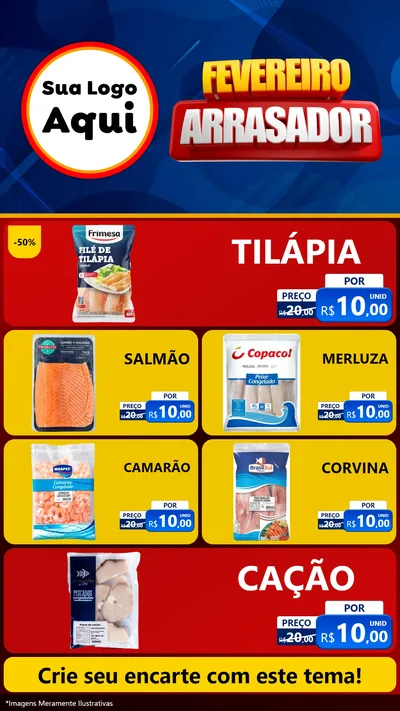 Modelo de TV para TV Vertical com o tema Fevereiro Arrasador para Peixaria
