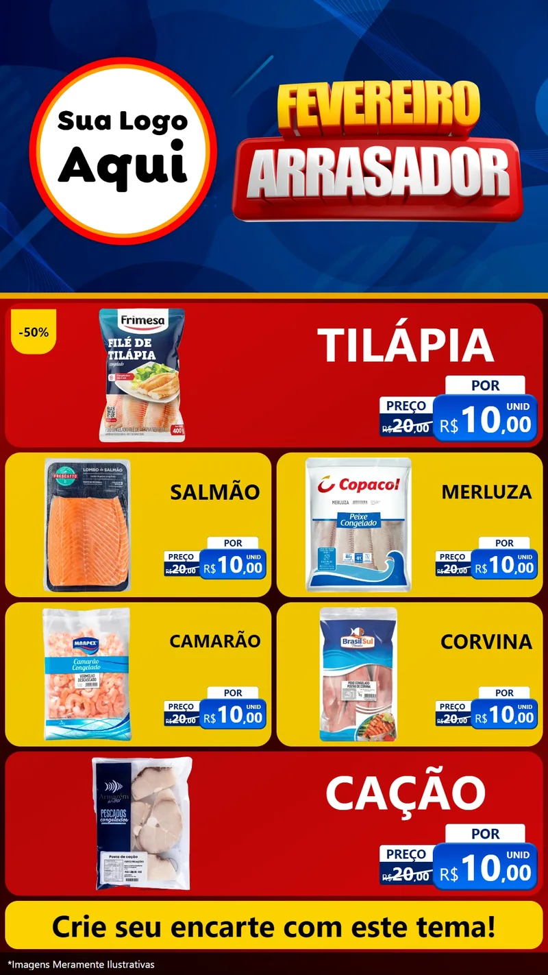 Modelo de TV para TV Vertical com o tema Fevereiro Arrasador para Peixaria