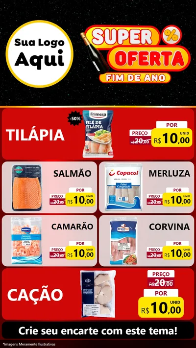 Modelo de TV para TV Vertical com o tema Super Oferta Fim de Ano para Peixaria