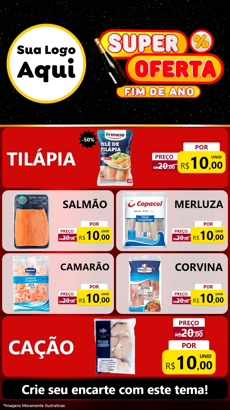 Modelo de TV para TV Vertical com o tema Super Oferta Fim de Ano para Peixaria