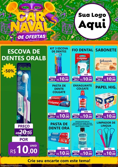 Modelo de Encarte para Encarte A4 Vertical com o tema Carnaval de Ofertas para Higiene Pessoal