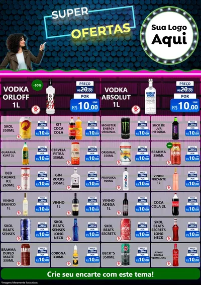Modelo de Encarte para Encarte A4 Vertical com o tema Super Ofertas para Distribuidora de bebidas