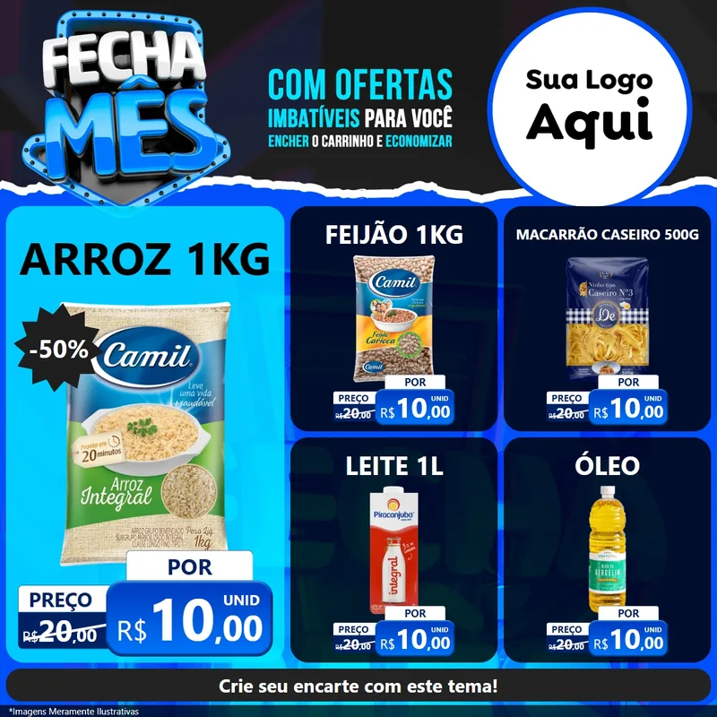 Modelo de Rede Social para Feed Facebook com o tema Fecha Mês para Supermercado