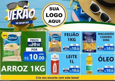 Modelo de Encarte para Encarte A4 Horizontal com o tema Verão de Ofertas para Supermercado