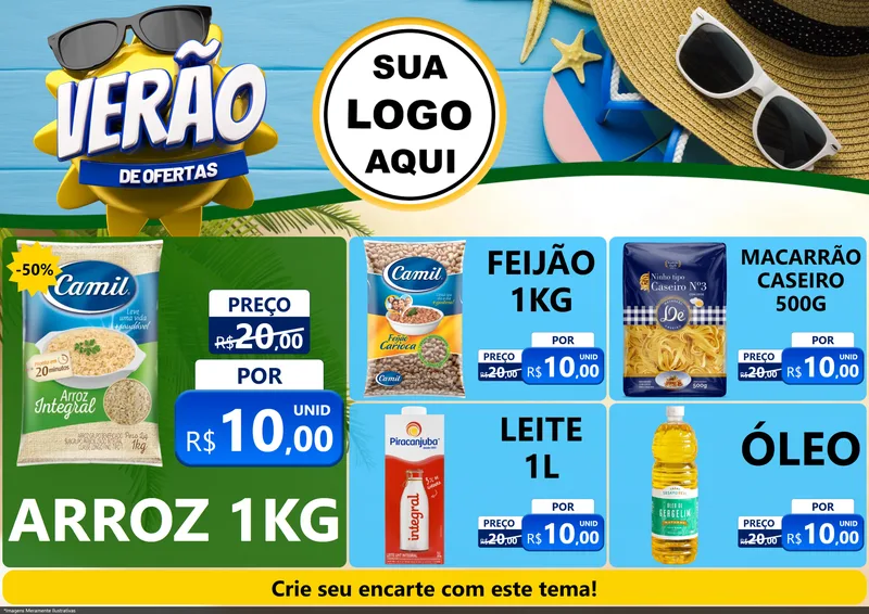 Modelo de Encarte para Encarte A4 Horizontal com o tema Verão de Ofertas para Supermercado