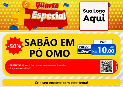 Modelo de Cartaz para Cartaz A4 Horizontal com o tema Quarta Mais Especial para Produtos de Limpeza