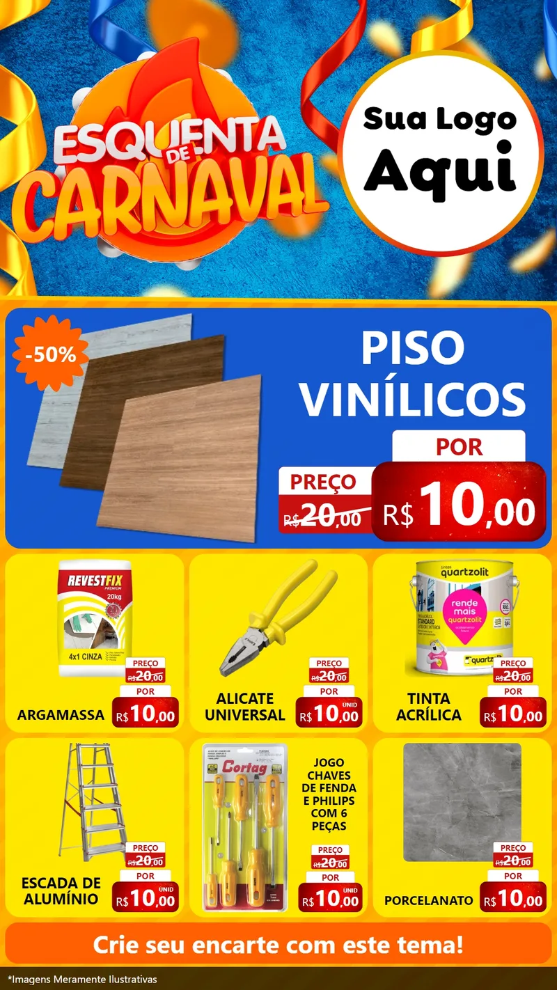 Modelo de Rede Social para Stories com o tema Esquenta de Carnaval para Material para Construção
