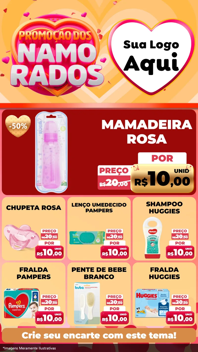 Modelo de Rede Social para Stories com o tema Promoção dos Namorados para Bebês