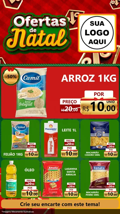 Modelo de Rede Social para Stories com o tema Ofertas de Natal para Supermercado