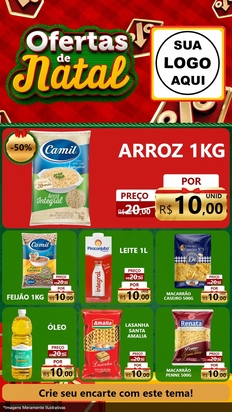 Modelo de Rede Social para Stories com o tema Ofertas de Natal para Supermercado