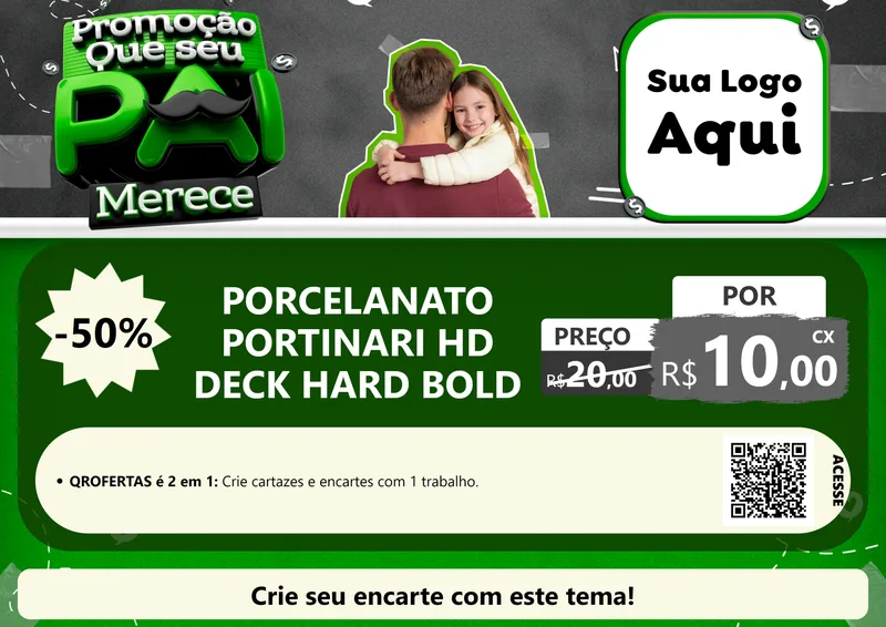 Modelo de Cartaz para Cartaz A4 Horizontal com o tema Promoção Que seu Pai Merece para Pisos e revestimentos