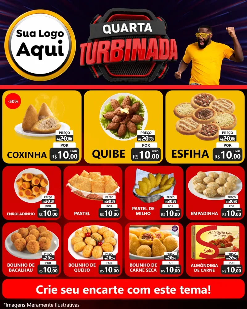 Modelo de Rede Social para Feed Instagram com o tema Quarta Turbinada para Salgadaria