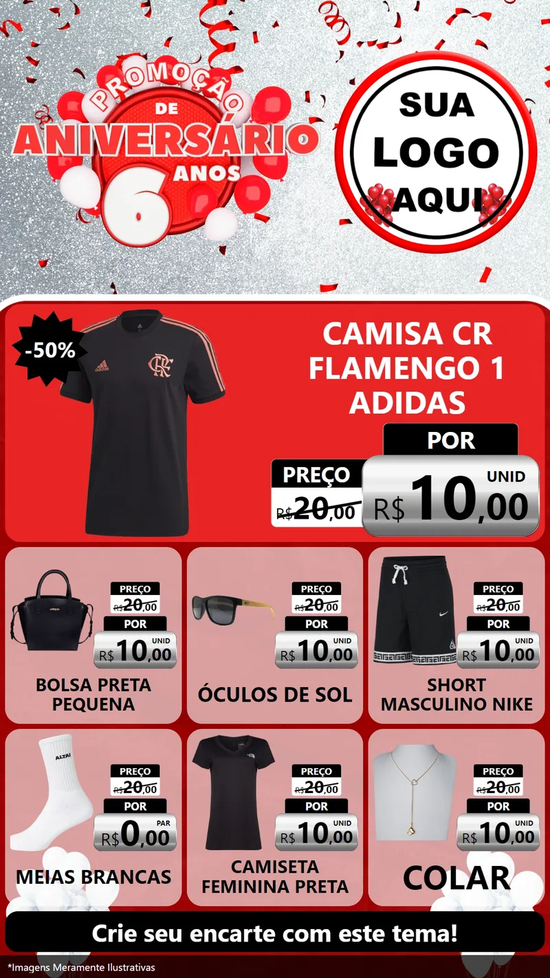 Modelo de Rede Social para Stories com o tema Promoção de Aniversário - 6 Anos para Roupas e acessórios