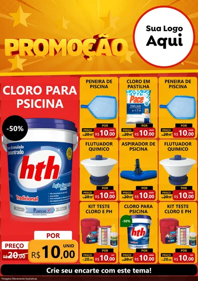 Modelo de Encarte para Encarte A4 Vertical com o tema Promoção para Produtos para Piscina
