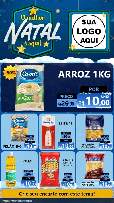 Modelo de Rede Social para Stories com o tema O Melhor Natal É Aqui! para Supermercado