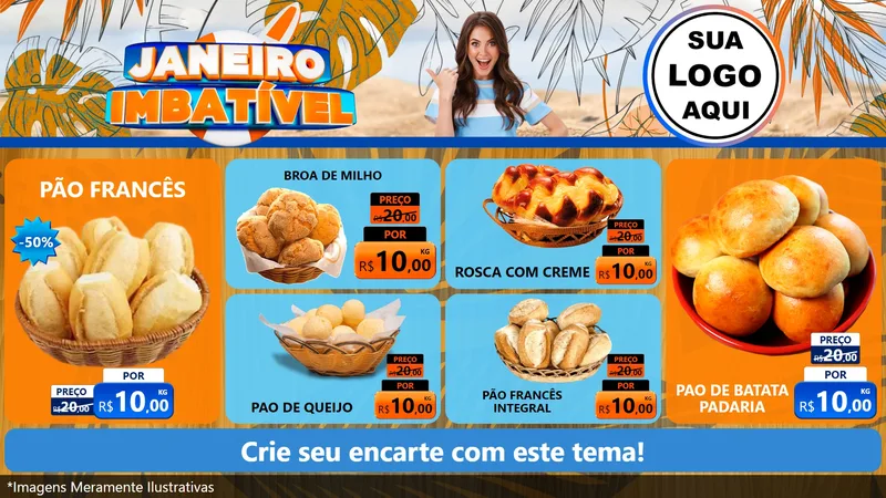 Modelo de TV para TV Horizontal com o tema Janeiro Imbatível para Padaria