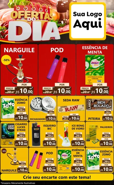 Modelo de Encarte para Encarte Grande com o tema Ofertas do Dia para Tabacaria