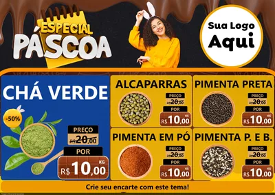 Modelo de Encarte para Encarte A4 Horizontal com o tema Especial Páscoa para Produtos Naturais
