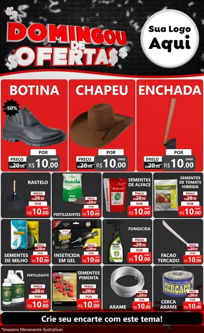 Modelo de Encarte para Encarte Grande com o tema Domingou de Ofertas para Agropecuária