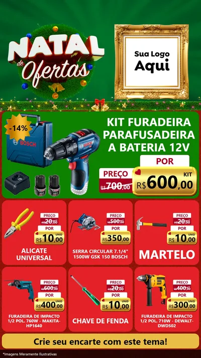 Modelo de Rede Social para Stories com o tema Natal de Ofertas para Maquinas e Ferramentas