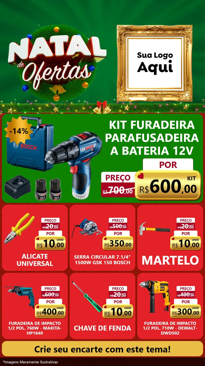 Modelo de Rede Social para Stories com o tema Natal de Ofertas para Maquinas e Ferramentas