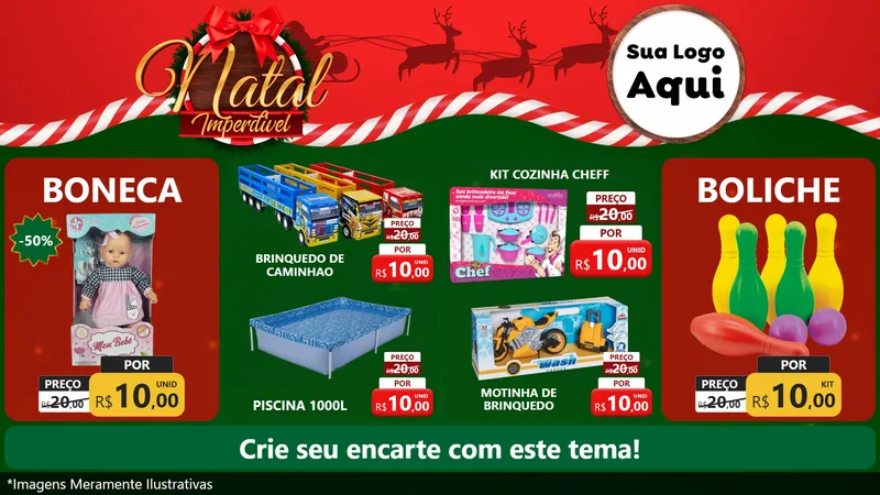Modelo de TV para TV Horizontal com o tema Natal Imperdível para Brinquedos