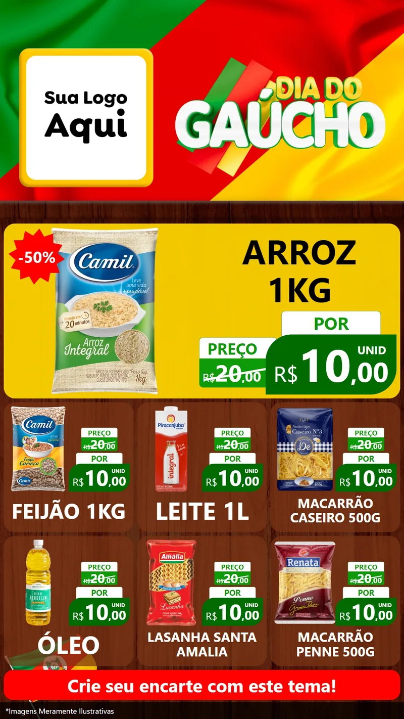 Modelo de Rede Social para Stories com o tema Dia do Gaúcho para Supermercado