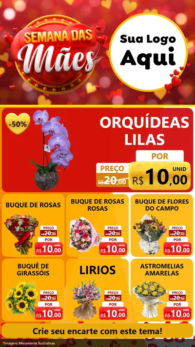 Modelo de Rede Social para Stories com o tema Semana das Mães para Floricultura e jardim