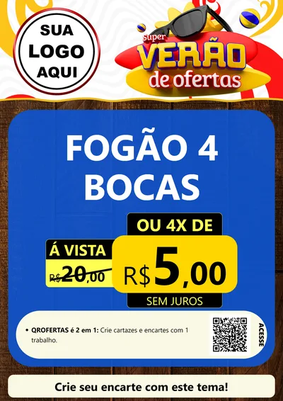 Modelo de Cartaz para Cartaz A4 Vertical com o tema Super Verão de Ofertas para Móveis e Eletro