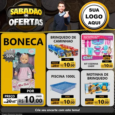 Modelo de Rede Social para Feed Facebook com o tema Sabadão de Ofertas para Brinquedos