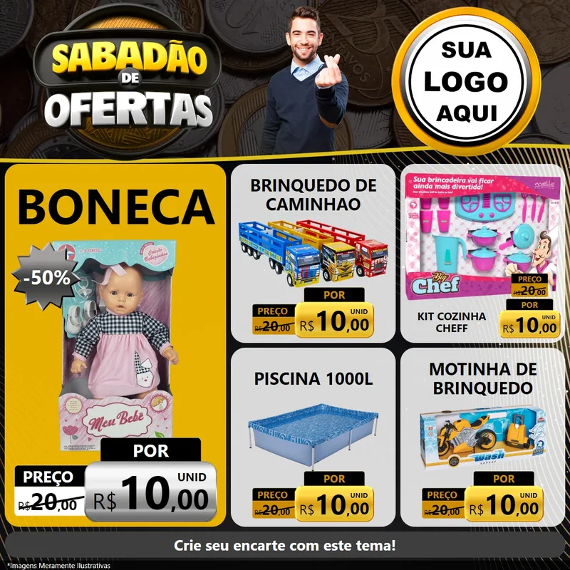 Modelo de Rede Social para Feed Facebook com o tema Sabadão de Ofertas para Brinquedos