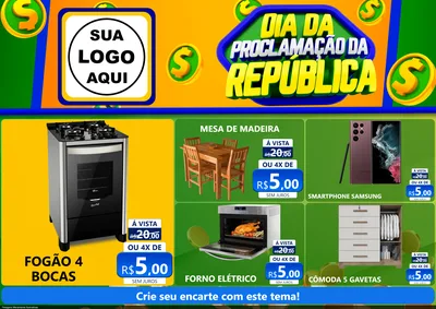 Modelo de Encarte para Encarte A4 Horizontal com o tema Dia Da Proclamação da República para Móveis e Eletro
