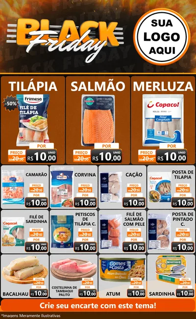 Modelo de Encarte para Encarte Grande com o tema Black Friday para Peixaria
