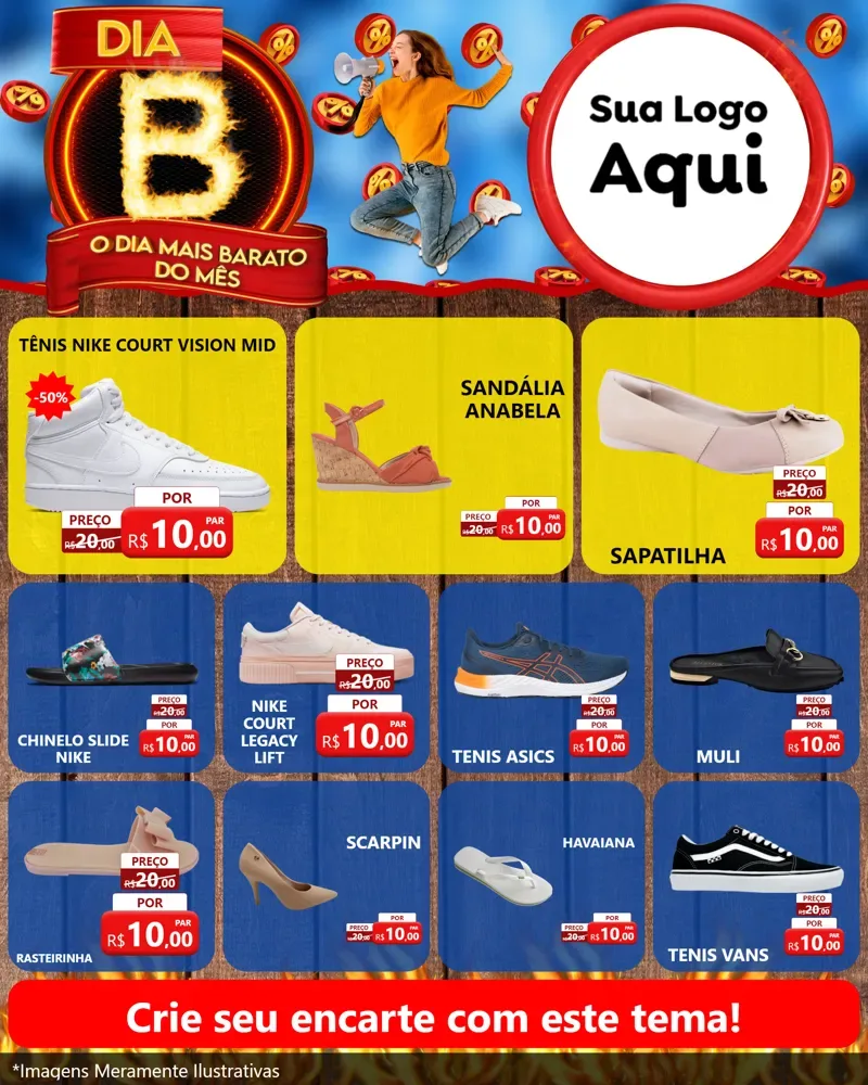 Modelo de Rede Social para Feed Instagram com o tema Dia B - O Dia Mais Barato Do Mês para Calçados
