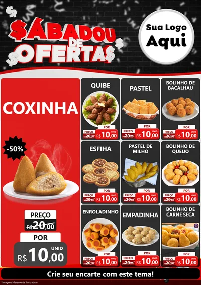 Modelo de Encarte para Encarte A4 Vertical com o tema Sabadou de Ofertas para Salgadaria