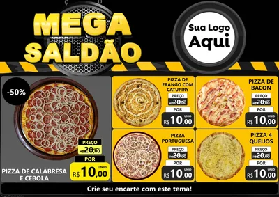 Modelo de Encarte para Encarte A4 Horizontal com o tema Mega Saldão para Pizzaria