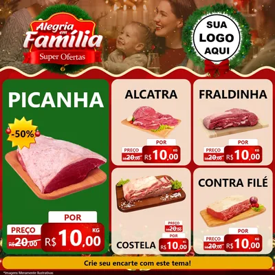 Modelo de Rede Social para Feed Facebook com o tema Alegria Em Família - Super Ofertas para Açougue