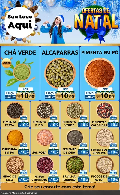 Modelo de Encarte para Encarte Grande com o tema Ofertas de Natal para Produtos Naturais