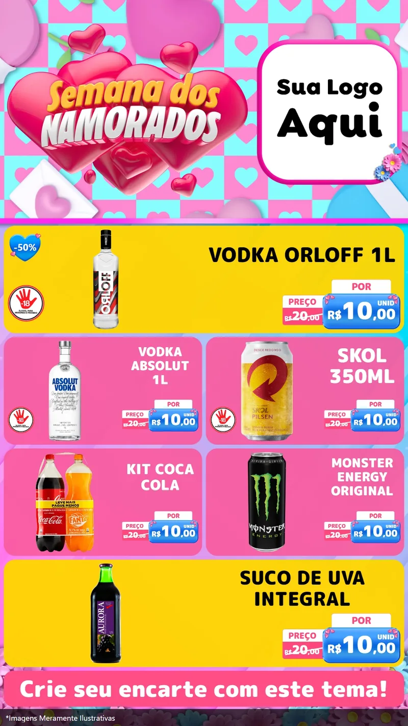 Modelo de TV para TV Vertical com o tema Semana dos Namorados para Distribuidora de bebidas