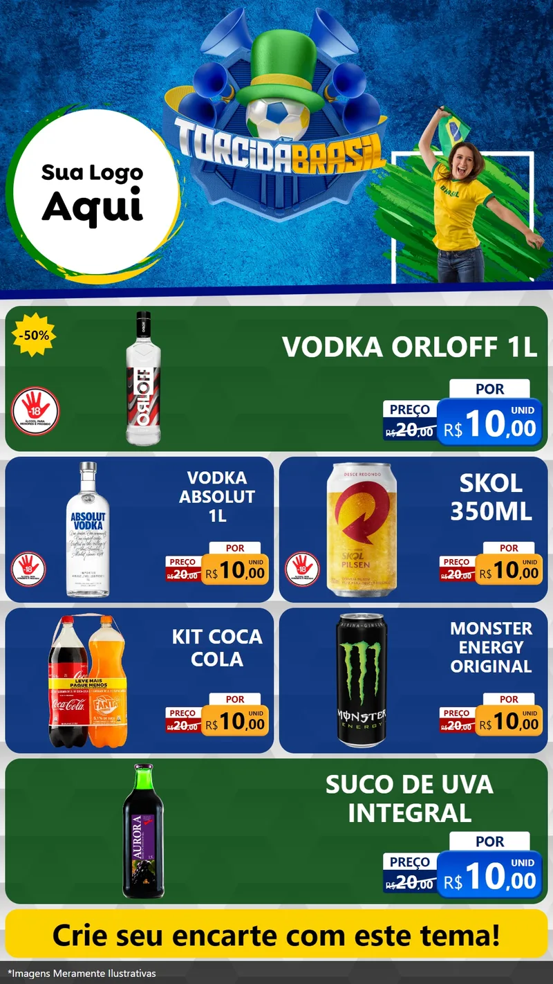 Modelo de TV para TV Vertical com o tema Torcida Brasil - Copa para Distribuidora de bebidas