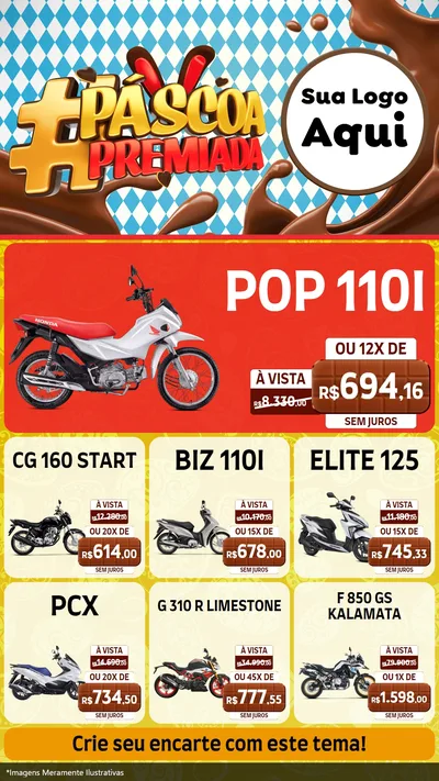 Modelo de Rede Social para Stories com o tema Páscoa Premiada para Concessionaria de Motos